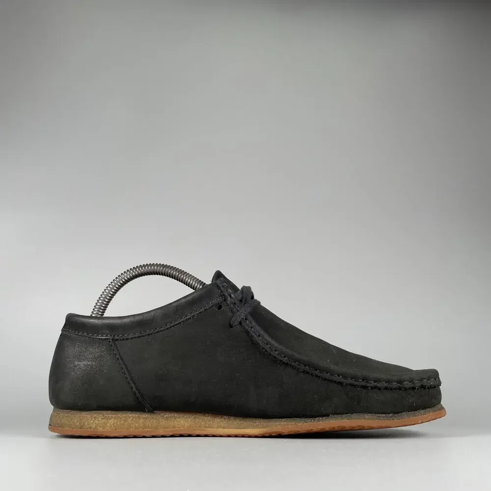 Men's 7.5 Women's 9 Clarks Originals Wallabees Black Leather Lace Up Shoes GUC
